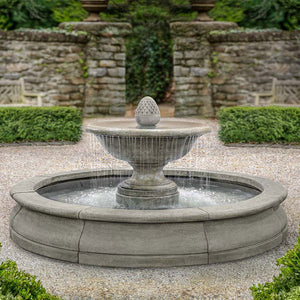 Deste Estate Fountain on gravel in the backyard