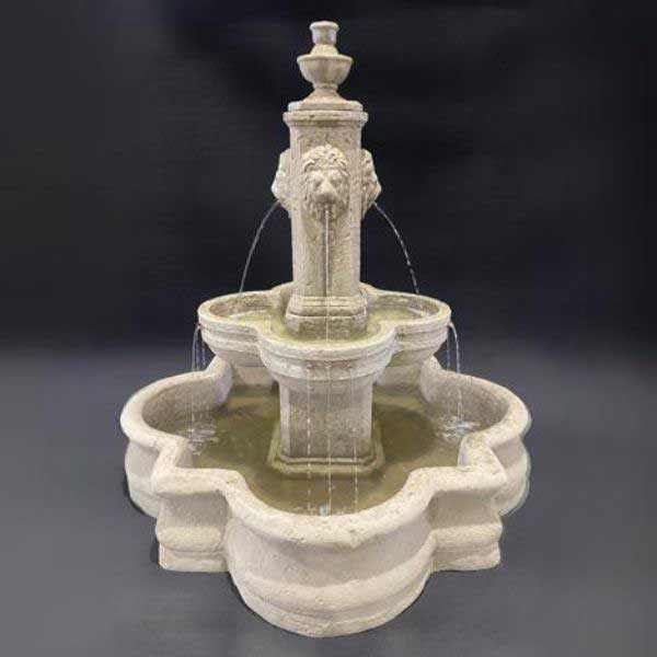 Diamante Lion Fountain with 66 quatrefoil basin against gray background