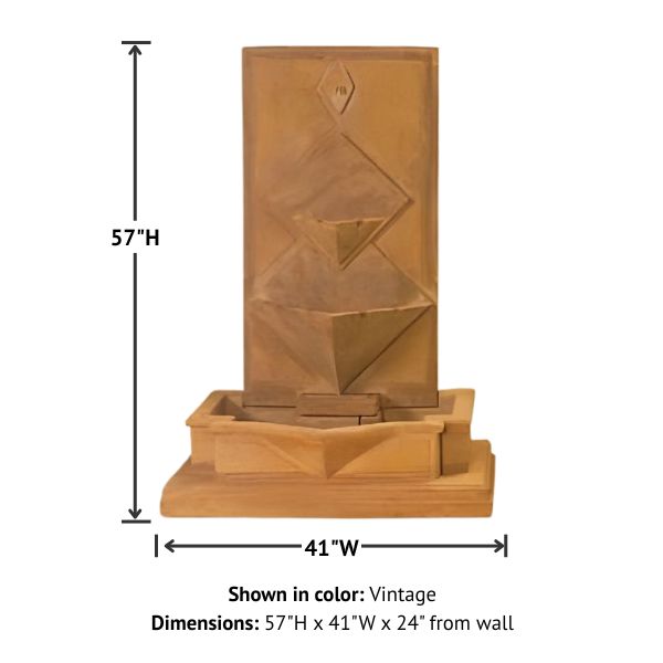 Diamante Wall Fountain with product details.