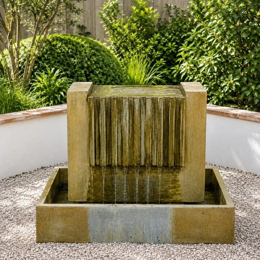 Falls Fountain on gravel in the backyard