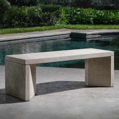 Flatiron Bench on concrete near swimming pool