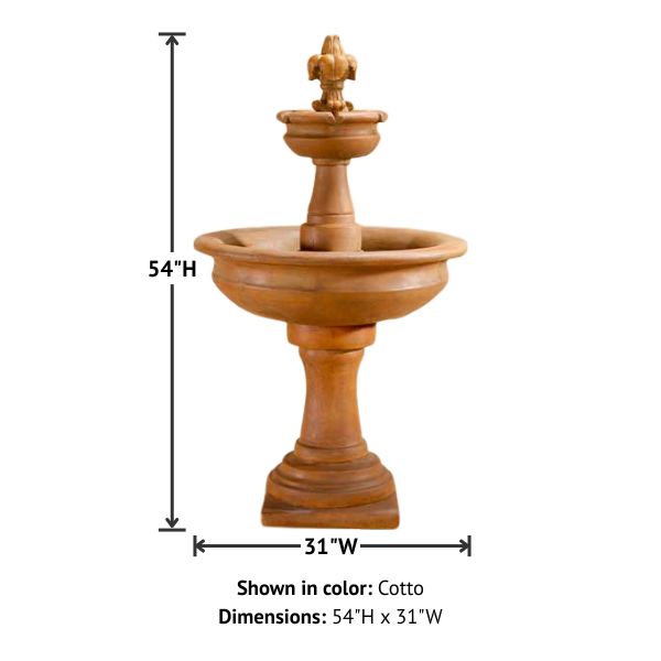 Fleur de Lis Two Tier Fountain with product details.