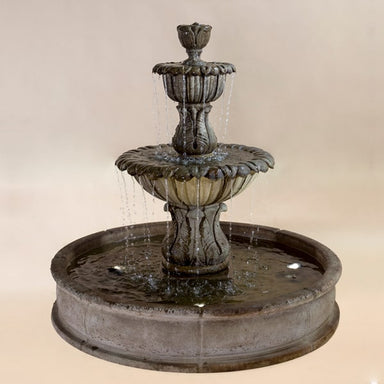 Florica Brevis Pond Fountain against brown background.