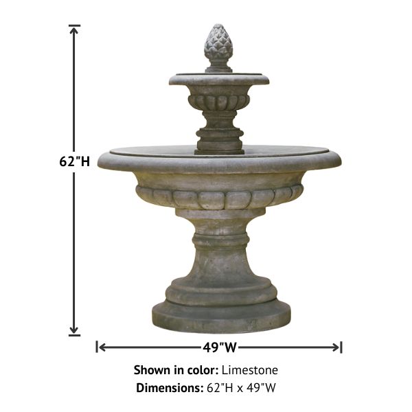 Fontana Grande Fountain against white background with product details.