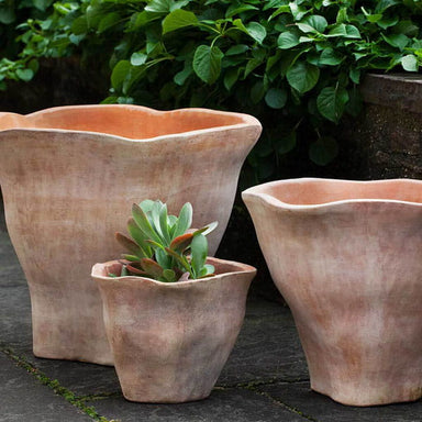 Foxglove Planter - Terra Cotta - on concrete in the backyard.
