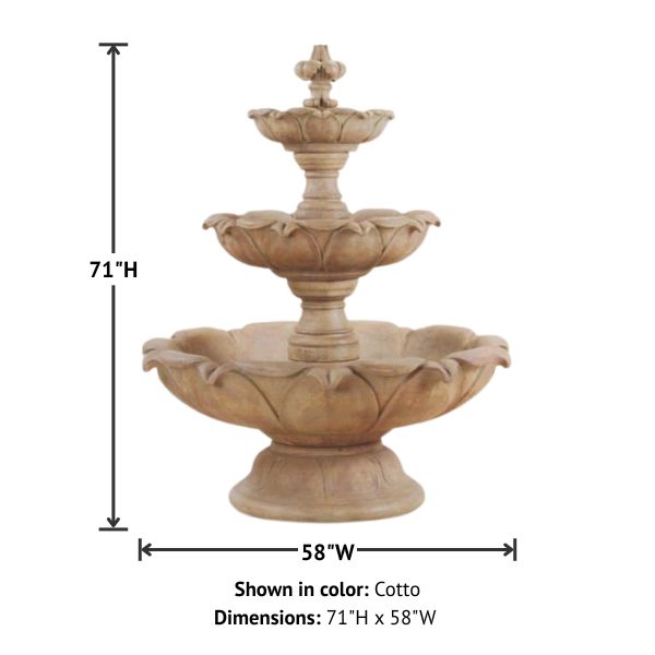 Gardenia Three Tier Fountain, Short with product details.