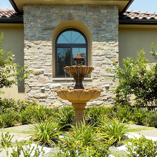 Gardenia Two Tier Fountain in action in the backyarad.