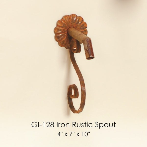 Gi-128 Iron Rustic Spout against brown background.