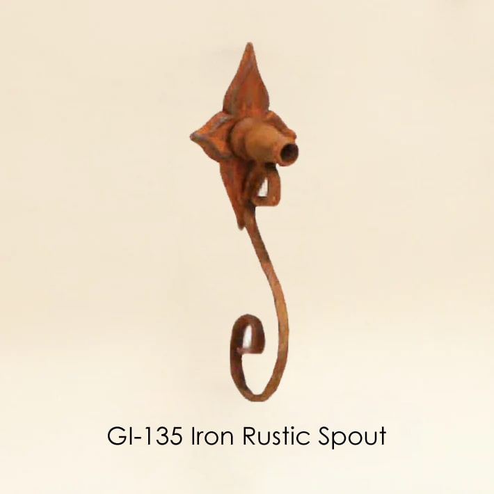 GI-135 Iron Rustic Spout against brown background.