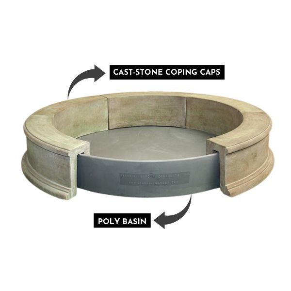 Giannini Easy Pond Fountain Basin with poly basin against white background.