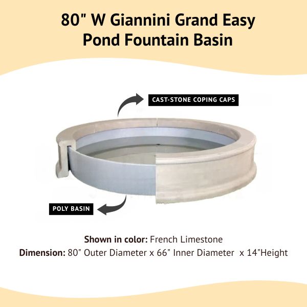 Giannini Grand Easy Pond Fountain Basin with material details