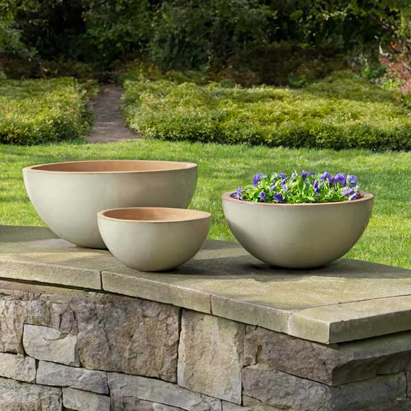 Glenside Bowl Planter - Cream - S/3 Campania International — The