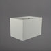 Granada Wide Rectangle Fiberglass Planter in matte cement grey against gray background.