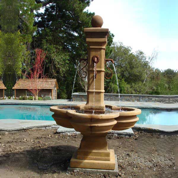 Grand Avignon Courtyard Fountain beside the swimming pool.