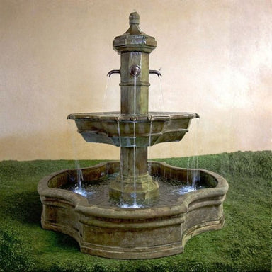 Grand Roubaix Pond Fountain for Rustic Spouts on grass in action.