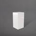 Hollywood Corner Fiberglass Planter in gloss bright white against gray background.