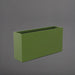 Hollywood Rectangle Fiberglass Planter in satin green against gray background.