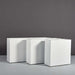 Hollywood Rectangle Fiberglass Planter on concrete shown in different sizes.