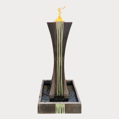 I Fountain with fire against gray background