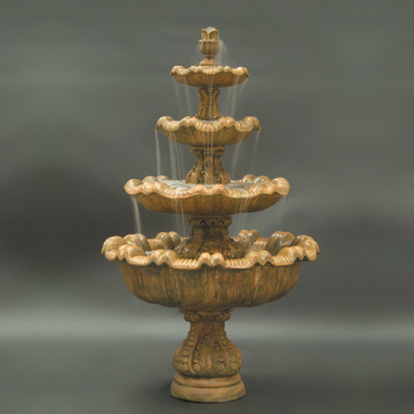 Italian 4 Tier Fountain tall running against gray background