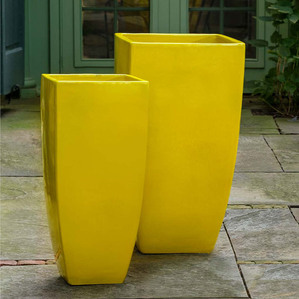 yellow ceramic flower pots Campania International Karis Planter Limon