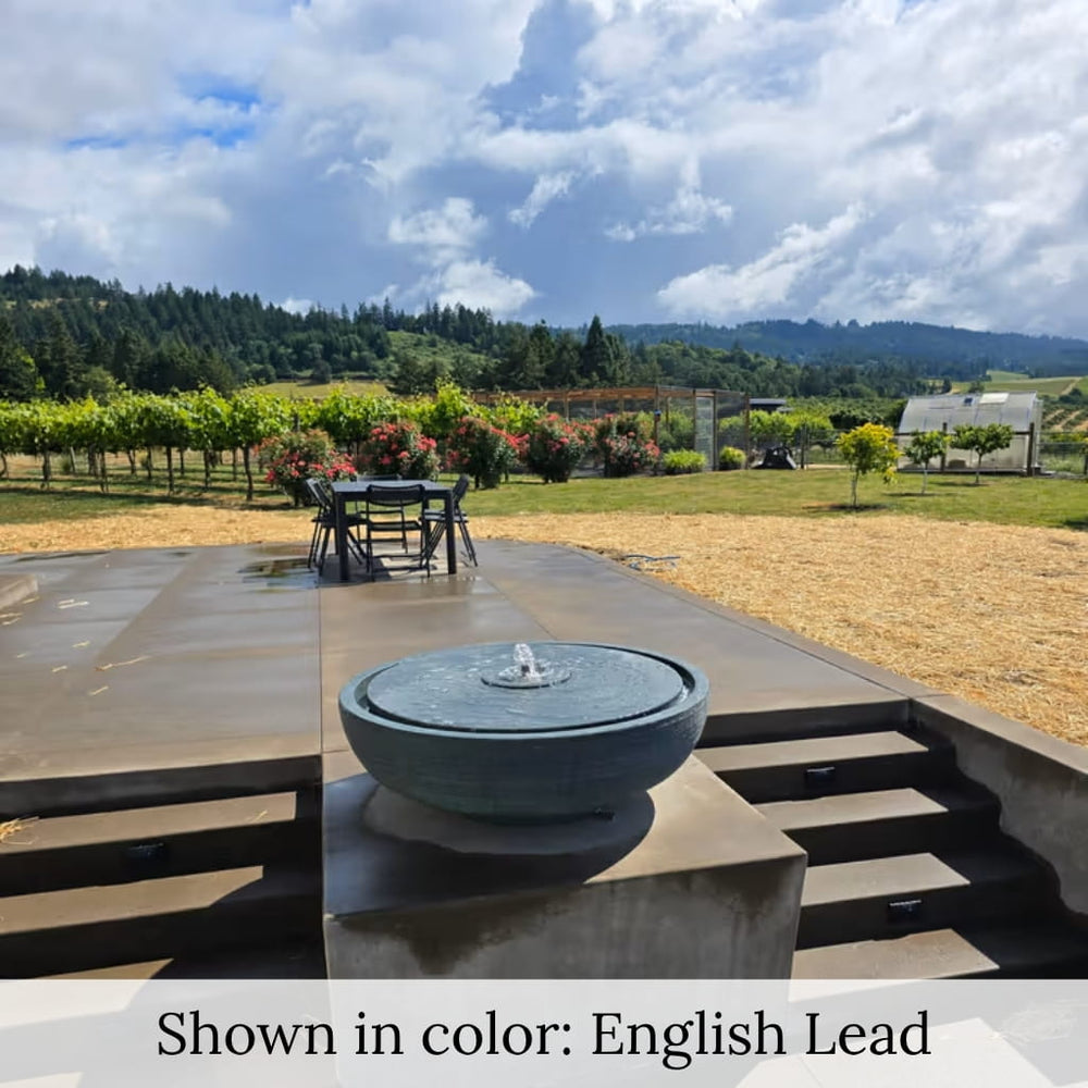 Large Girona Fountain in english lead modern patio water feature.