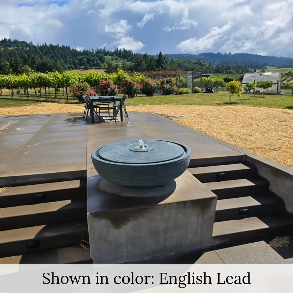 Large Girona Fountain in english lead wide landscape view.