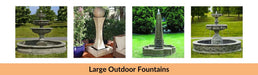 Large Outdoor Fountains shown in various outdoor settings.