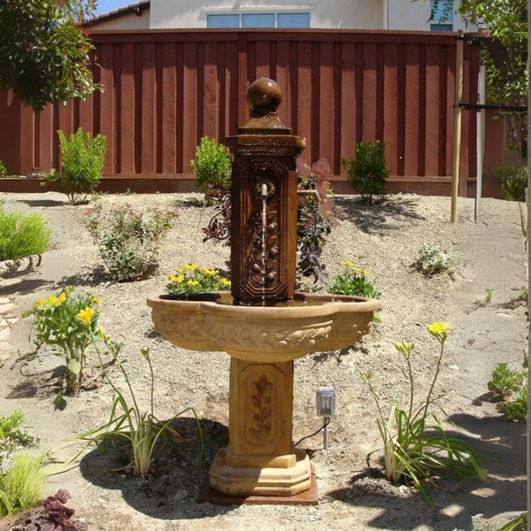 Limone Courtyard Fountain in action in  the backyard.