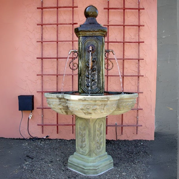 Limone Courtyard Fountain on gravel in action