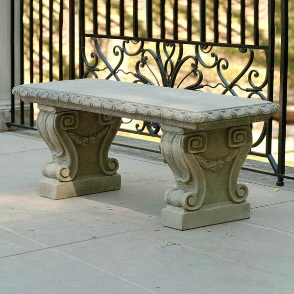 Longwood Main Fountain Garden Bench on concrete on patio