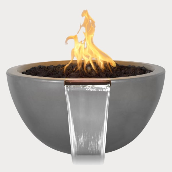 Luna Fire and Water Bowl in natural gray color agaisnt gray background