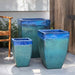 Macouba Planter - Running Blue - S/3 on concrete in the backyard