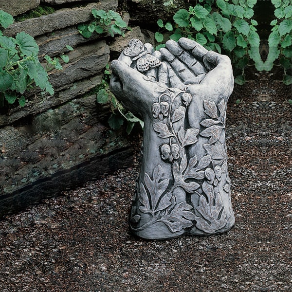 Mariposa Birdbath on gravel in the backyard