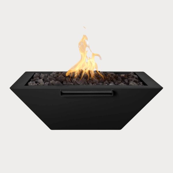 Maya Powder Coated Fire and Water Bowl, Black against gray background