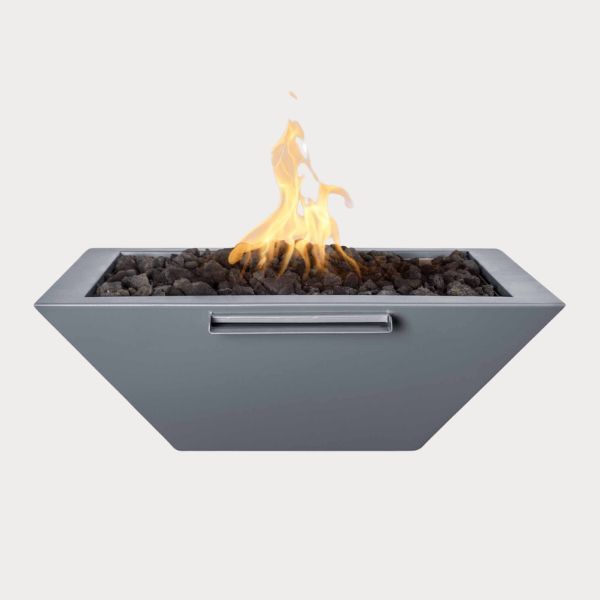 Maya Powder Coated Fire and Water Bowl, Gray against gray background