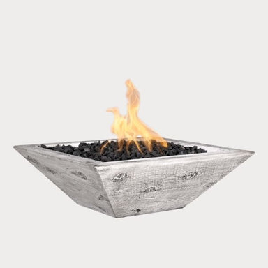 Maya Wood Grain Fire Bowl, Ivory against gray background