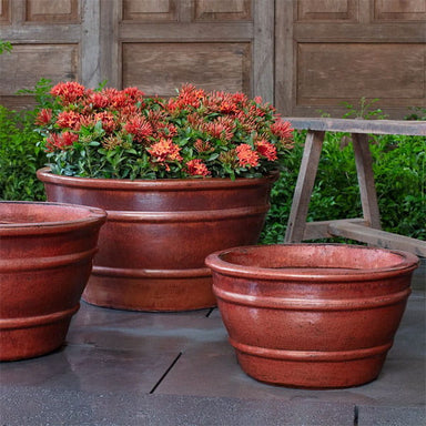 Mera Planter in Brunello on concrete in the backyard.