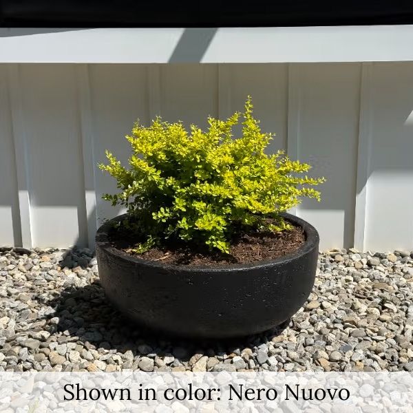Mesa Large Planter on gravel filled with plants.