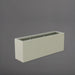 Miami Rectangle Fiberglass Planter in satin beige against gray background.