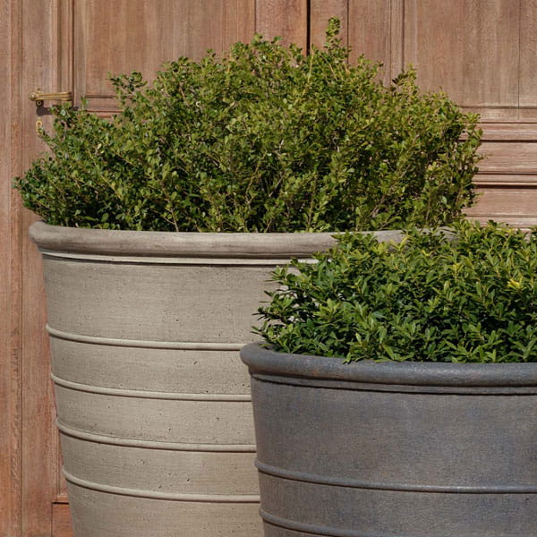 Mill Valley Planter filled with plants upclose.