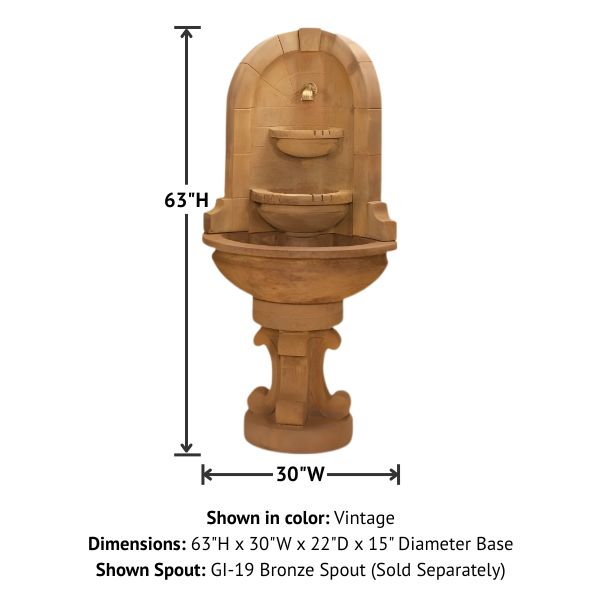 Montefalco Corner Fountain for Bronze Spout with product details.