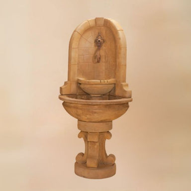 Montefalco Corner Fountain for Rustic Spout against brown background.