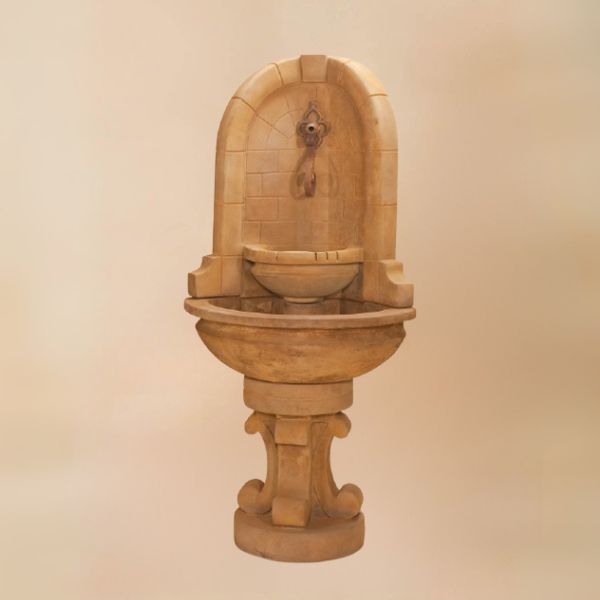 Montefalco Corner Fountain for Rustic Spout against brown background.