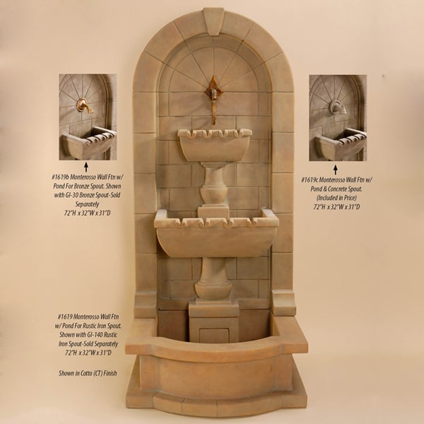 Monterosso Wall Fountain with pond with spout images.