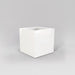 Montroy Cube Fiberglass Planter in gloss bright white against gray background.