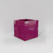 Montroy Cube Fiberglass Planter in gloss eggplant against gray background.