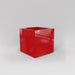 Montroy Cube Fiberglass Planter in gloss red against gray background.