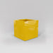 Montroy Cube Fiberglass Planter in gloss saffron against gray background.
