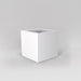 Montroy Cube Fiberglass Planter in matte bright white against gray background.